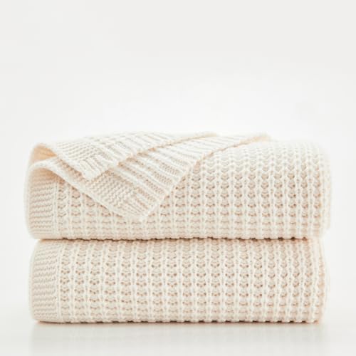 Douceur Cream White Fisherman's Rib Cable Knit Throw Blanket 60"x80" | Blanket for Couch, Soft Chunky Cable Knit Blanket, Classic Fisherman's Rib Stitch Throw for Living Room - color: Brioche-cream, size: 60"X80"