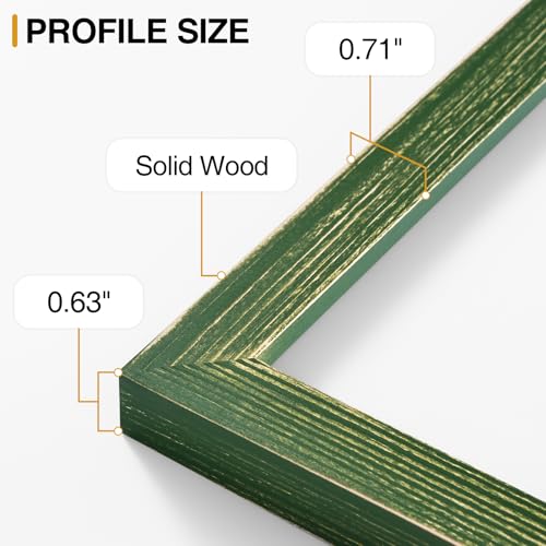 Vittanly Solid Wood 8x10 Picture Frames Set of 4, Distressed Green | 5x7 Picture Frame with Mat, Gallery Wall Frame Set, 8 x 10 Frame for Wall & Tabletop Display, Family, Pet, Christmas - color: Distressed Green, size: 8x10