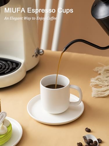 Set of 1 Espresso Cups And Saucers In Stronger Porcelain 3.5oz,Mini Coffee Mugs Demitasse Cups