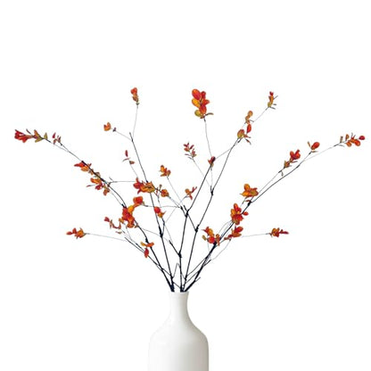 5 Pcs 37.4" Artificial Eucalyptus Stems for Vase, Autumn Yellow Leaf Faux Greenery, Olive | Ficus Long Stem Fake Leaves, Indoor Faux Plants for Home Office Decor