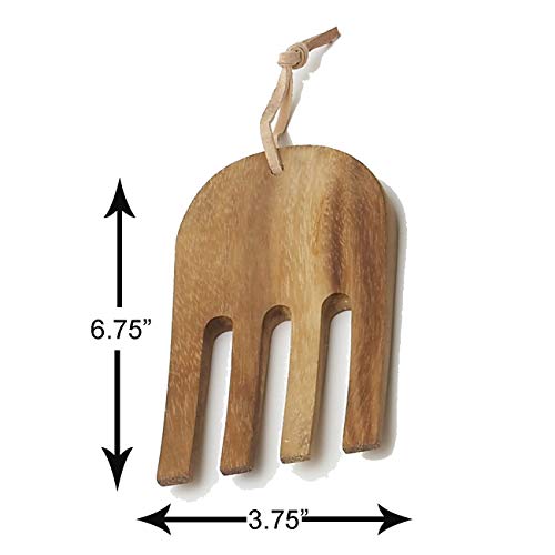 Woodard & Charles Acacia Wood 10" Salad Bowl with Salad Hands, 3 Piece Set | 10" x 4" Acacia Wood Salad Bowl With Salad Hands; Toss and Serve Salad, Fruit and More. Ideal for Parties and Everyday Use - size: 10" x 4" Acacia Wood Bowl with Salad Hands