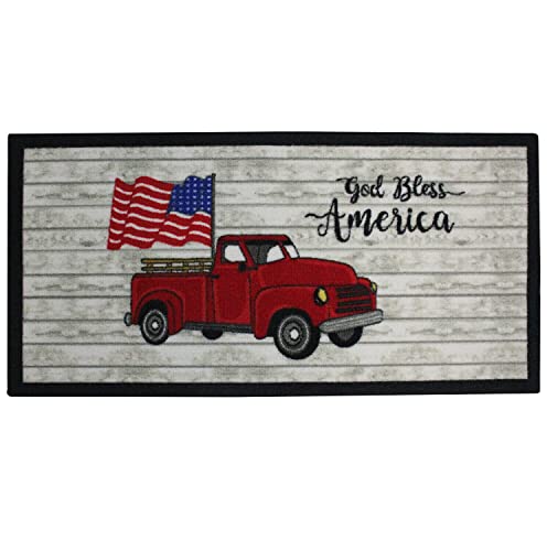 Kashi Home Kitchen Rug, Area Rug, Mat, Beautiful Print Non-Skid Latex Back God Bless America 20x40 Rectangle - color: God Bless America, size: 20x40 Rectangle