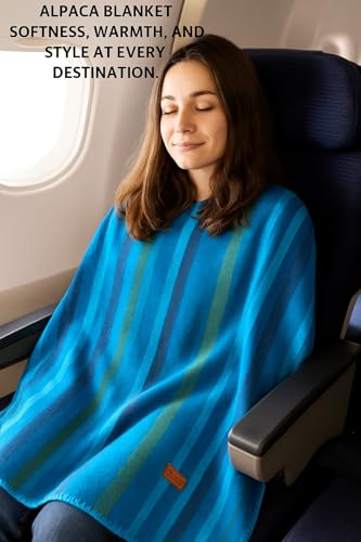 Alpaca Wool Throw Blanket 95 x 65 Inches | Large Warm Ultra-Soft Blanket | Hypoallergenic, Breathable, Non-Itchy Alpaca Wool Fabric | (Turquoise Blue, Queen (95" x 65")) - color: Turquoise Blue, size: Queen (95" x 65")