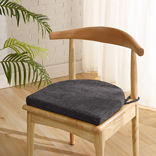 Sweet Home Collection Chair Cushions 100% High Density Memory Foam Pads U Shaped 17" x 16"Non Slip Skid Rubber Back Seat Cover,Black(Pack of 1, 12 Count Total) - color: Black, size: 12 Count (Pack of 1)