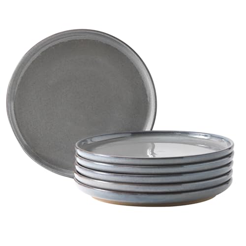 Ceramic Dinner Plates Set of 6,Stoneware 8 Inch,Microwave,Dishwasher and Oven Safe,Porcelain Dessert Plates for Pasta,Salad and Steak,Christmas Gift,Dishes for Kitchen,Scratch Resistant,Gray - color: Gray, size: 8 Inch(6 PC)