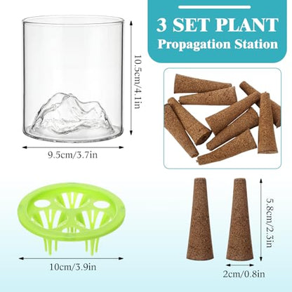 3 Sets Hydroponic Planter Pot Kit Plant Propagation Station Vase Terrarium Glass Planter Indoor Self Watering Planters Herb Garden Kit for Seed Starting Root Monitoring Garden