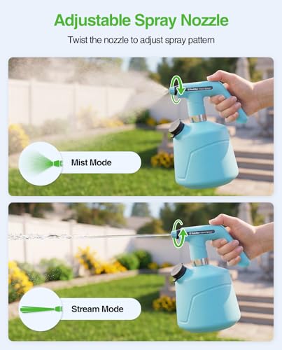 TaskStar Electric Spray Bottle 2L/0.5 Gallon, Battery Powered Garden Sprayer Up to 7.5 Hours Long Battery Life with Fast Charging, Automatic Mister Spray Bottle for Plant with Independent Water Inlet