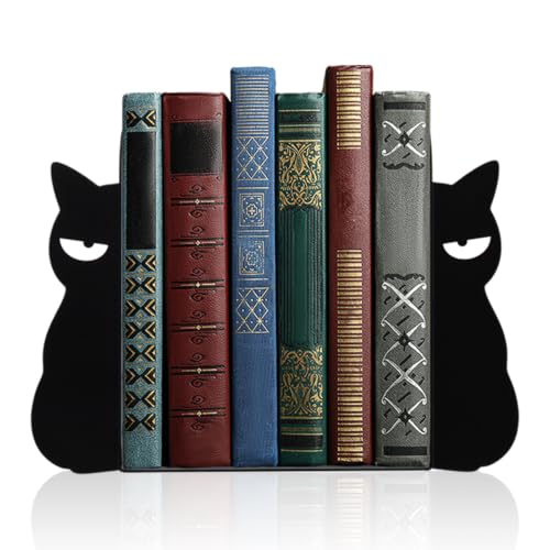 Angry Cat Bookends Set of 2 Sarcastic Metal Book Ends for Shelves Bookshelf Home Office Desk Bookshelf Decor Gift for Cat Lovers and Reading Enthusiasts - style: Angry Cat