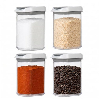 Felli Shake N Stor Spice Jars with Shaker Lid + Dispensing Spout + Leveler ALL IN ONE Storage Mini Container Kitchen Pantry Cabinet Organizer Seasoning Salt and Pepper Holder(0.4qt, 4PC Set) - color: 0.4qt, 4PC Set