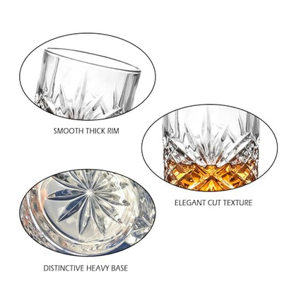 10 oz Heavy Base Whiskey Glasses Set of 8 | Clear Bourbon Glass, Old Fashioned Rocks Barware for Vodka, Scotch, Liquor, Spirits, Cocktail Drinks