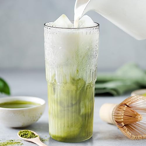 Bandesun All Glass Iced Coffee Cup With Lids and Straws，24 OZ High Borosilicate Glass Tumbler for Water Smoothie Juice Drinks - color: Clear