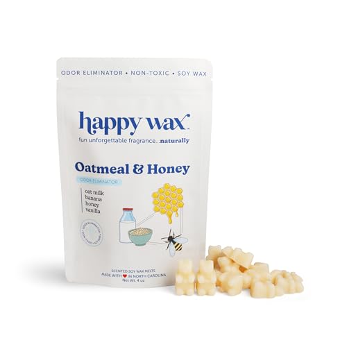 Happy Wax Odor Eliminating Scented Soy Wax Melts – Oatmeal & Honey – Pet-Safe, Non-Toxic, Perfect for Use with Wax Warmers - for Home Fragrance & Freshness - 4 oz Pouch - color: Oatmeal & Honey