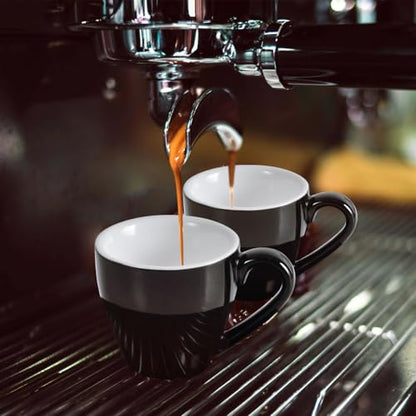 homEdge Porcelain Espresso Shot Cup Set with Saucers and Stainless Steel Spoons - 80 ml / 2.67 oz, Set of 4, Black - color: Black