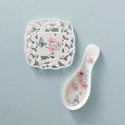 Lenox Butterfly Meadow Porcelain Spoon Rest, 10 Inch | dishwasher safe | floral design, gift for women, kitchen essentials, kitchen decor, spoon rest gift set - style: Spoon Rest