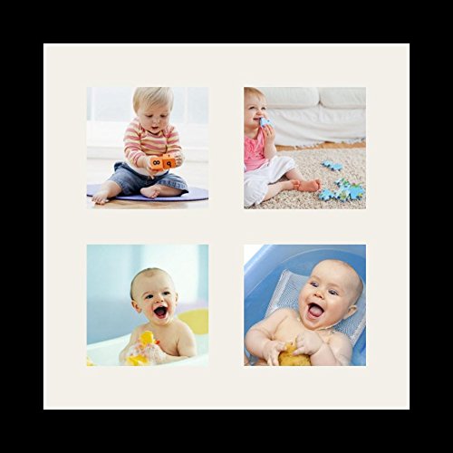 ArtToFrames Collage Photo Frame Single Mat with 4-4x4 Openings and Satin Black Frame. - color: 4 - 4x4 - (2377)