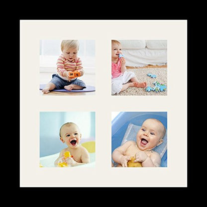 ArtToFrames Collage Photo Frame Single Mat with 4-4x4 Openings and Satin Black Frame. - color: 4 - 4x4 - (2377)