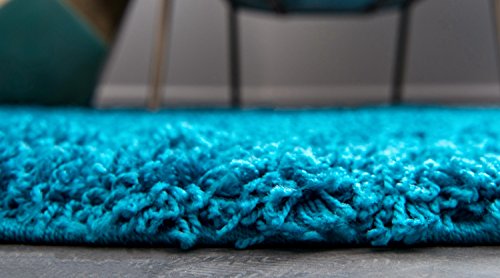 Unique Loom Solid Shag Collection Area Rug (2' 2" x 6' 5" Runner, Turquoise) - color: Turquoise, size: 2'2" x 6'5" (Rectangular)