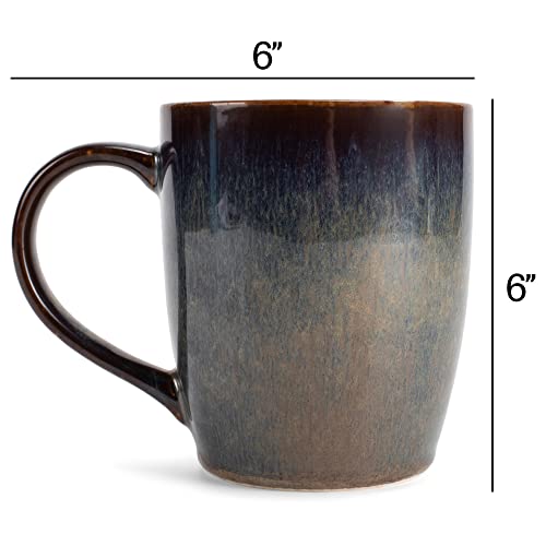 Elanze Designs Reactive Glaze 17 ounce Ceramic Curved Body Mugs Set of 4, Cascade Brown - color: Cascade Brown