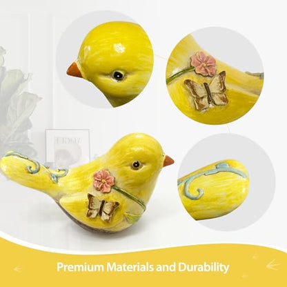 Home Shelf Decor, Yellow Bird Statue - color: Yellow