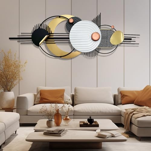 ERMOFAV 59" Large Wall Decor,3D Abstract Metal Wall Art for Living Room | 59x21in metal wall decor with layered metal texture, mounting hardware, two-way display - style: wall sculpture 2