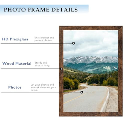 8x12 Picture Frame Deep Brown for Wall Hanging, Wood 8 x 12 Frame Photo Frame for Wall Horizontally or Vertically, Deep Brown, 3 Pack - size: 8x12 inch