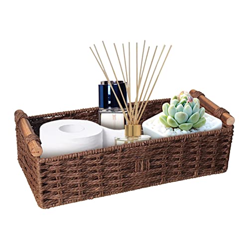 Basket for Toilet Paper Storage Baskets for Bathroom Decor Organizing | with Handle for Bedroom Home Decor and Shelves Apartment Countertop Use,Brown - color: Brown