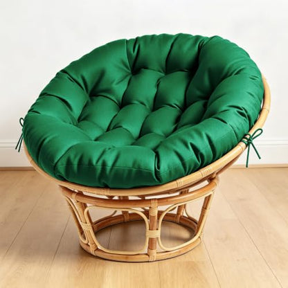 ARTPLAN Round Papasan Chair Cushion Tufted Swing Seat Pad with Ties | 47"x47"x4"tufted round chair cushion, polyester cover&fluffy fiber fill, fixed ties fit papasan, swing&wicker indoor chairs - color: Invisible Green