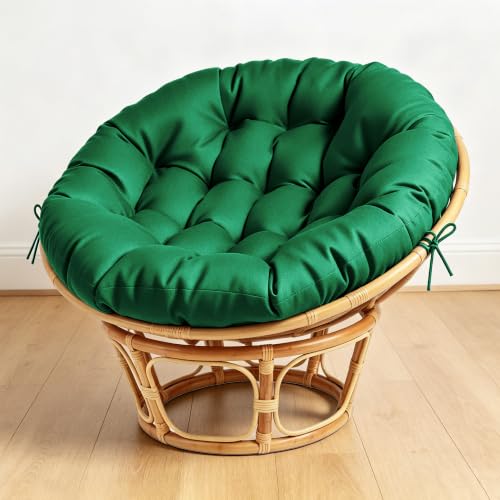 ARTPLAN Round Papasan Chair Cushion Tufted Swing Seat Pad with Ties | 47"x47"x4"tufted round chair cushion, polyester cover&fluffy fiber fill, fixed ties fit papasan, swing&wicker indoor chairs - color: Invisible Green