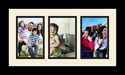 ArtToFrames Collage Photo Frame Single Mat with 3-4x6 Openings and Satin Black Frame. - color: 3 - 4x6 - (2384)