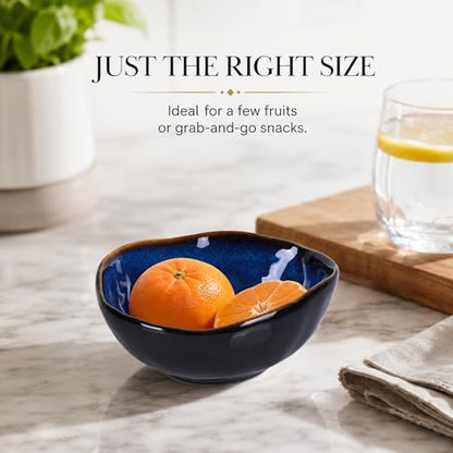 6" Blue Ceramic Decorative Bowl, Key Bowl for Entryway Table, Candy Dishes, Salad Bowl, Fruit Bowl for Kitchen Counter, Blue Small Jewelry Trinket Dish for Bedroom, Bedside Table, Living Room - size: 6in
