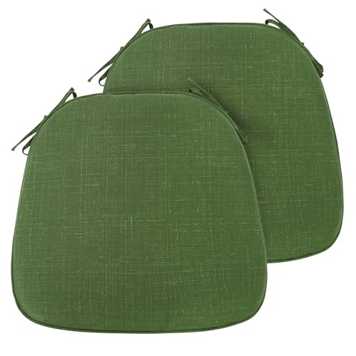 FUNHOME Indoor/Outdoor Chair Cushions Set of 2, 17x16x2Inch-Moss Green | Round Corner Patio Chair Pads with Ties, Water-Resistant, Patio Seat Cushions for Home Garden Furniture Decoration - color: Moss Green, size: Set of 2
