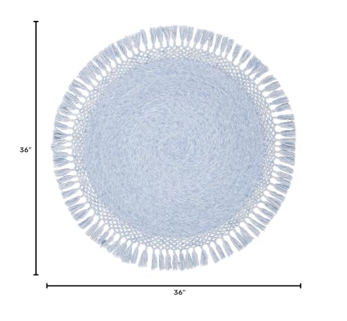 SAFAVIEH Sahara Collection 3' Round Blue Denim SAH490L Handmade Boho Tassel Area Rug - color: Blue Denim, size: 3' (Round)