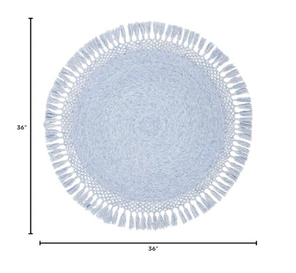 SAFAVIEH Sahara Collection 3' Round Blue Denim SAH490L Handmade Boho Tassel Area Rug - color: Blue Denim, size: 3' (Round)