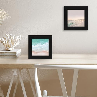 Americanflat 5x5 Picture Frame - Engineered Wood - Black | Shatter-resistant glass, wall or tabletop display with included easel, sawtooth hangers included - color: Black, size: 5x5