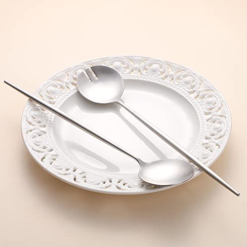 Salad Servers,Spoon and Fork Set 11.41 inch,18/10 Stainless Steel Salad Serving Silver - color: silvelr