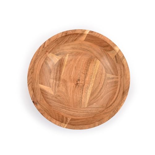 Decorative Bowl Wooden Bowl Hand Carved Home Decor for Dining Table Center, Living Room, Kitchen Décor (10" X 10" X 3")