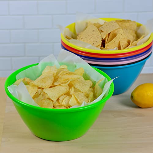 Youngever 11 inch 120 Ounce Plastic Mixing and Serving Bowls, Large Popcorn Bowls, Salad Bowls, Chip and Dip Serving Bowls, Set of 9 (Rainbow) - color: Rainbow