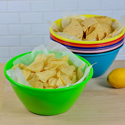 Youngever 11 inch 120 Ounce Plastic Mixing and Serving Bowls, Large Popcorn Bowls, Salad Bowls, Chip and Dip Serving Bowls, Set of 9 (Rainbow) - color: Rainbow