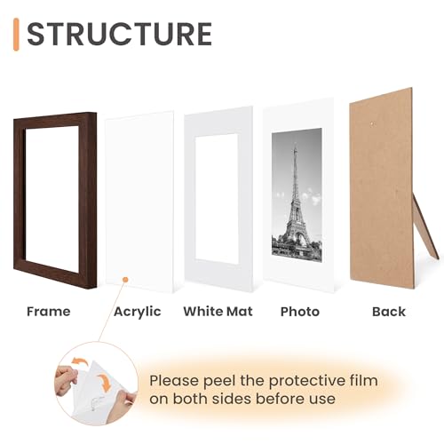 upsimples 5x7 Picture Frame Set of 10, Display Pictures 4x6 with Mat or 5x7 Without, Multi Photo Frames Collage for Wall or Tabletop Display, Brown | Small Frame Fit 4x6 and 5 x 7 Photos, Wall or Tabletop Display, For Gallery Hallway Living Room, For Chri