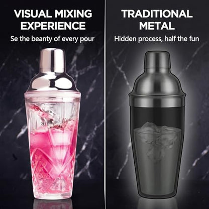Cocktail Shaker, 14.5 Oz Glass Martini Shaker with Strainer for Bars, Whiskey, Cocktails, Silver - color: Silver