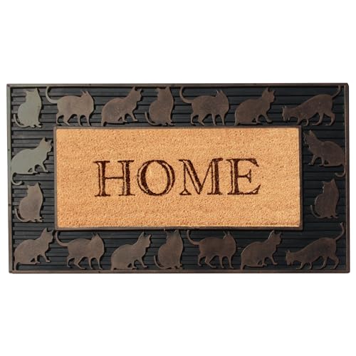 A1HC Natural Coir and Rubber Large Door Mat, 18" x 30",Thick Durable Doormats for Door Entrance, Heavy Duty, Thin Profile Door Mat, Easy to Clean,Long Lasting Front Door Entry Doormat - color: Pet Design Copper
