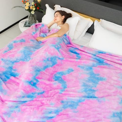 MUGD Soft Blankets Fuzzy Twin Bed Fleece Blanket Kids Warm Throw Blanket for Bed - color: Blue Pink, size: Twin(60"x80"/ 150x200cm)