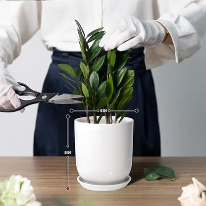 8in Plant Pot，Ceramic Plant pots，Ceramic Planter for Indoor Plants Outdoor,Mid-Century Modern Home Decor, Modern Flower Pot, Large Plant Pot with Drainage Hole and Saucer - size: 8IN