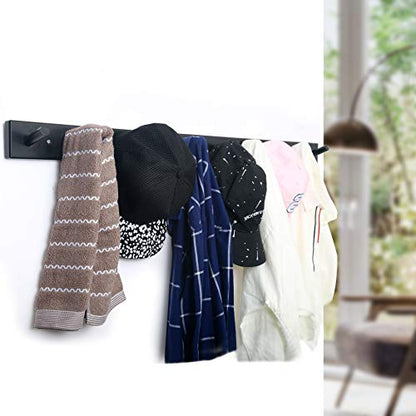 WEBI Coat Rack Wall Mounted,10 Hooks,38" Long Coat Hanger Wall Mount,Bamboo Peg Rail Hat Hooks for Hanging Caps,Jacket,Clothes,Coats,Black,2 Packs - color: Black, size: 38 inch(2 Packs)
