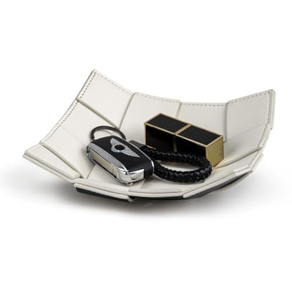 PU Leather Valet Tray for Men Women Key Holder Bowl for Entryway Table Bedside Nightstand Desk Tray for Wallet, Keys Men's Gift - Small, 7.1" D x 7.1" W x 2" H - color: Small White