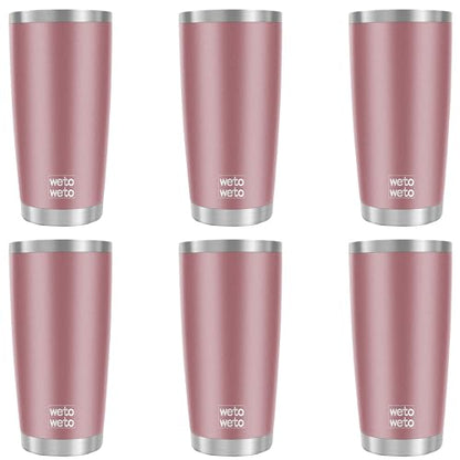 WETOWETO 20oz Tumbler, Stainless Steel Vacuum Insulated Coffee Travel Mug, Double Wall Powder Coated Insulated Coffee Mug Travel Mug with Lid Thermal Cup for Outdoor, Rose Gold, 6 Pack - color: A1-Rose Gold, style: Tumbler, 1 Lid (6 Pack)