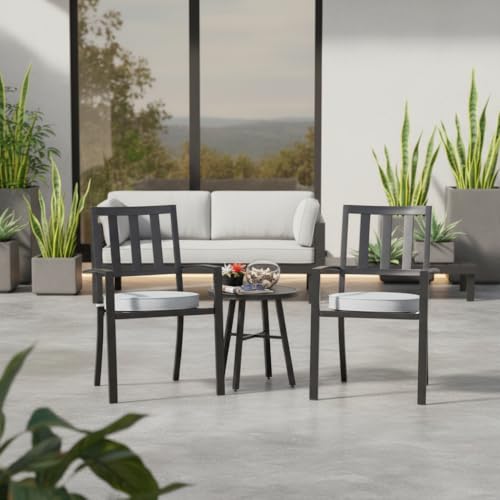 Greendale Home Fashions Set of 2 Outdoor 18 inch Round Patio Dining Chair Pads – Comfortable Fiber-Filled Seat Cushions with Ties, Reversible Polyester Fabric, Heather Gray - color: Heather Gray