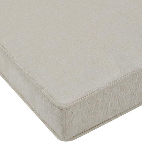 Custom Bay Window Seat Cushion Cotton Linen High Density Customized Bench Seating Foam Cushions for Indoor Furniture, Mudroom Entryway, Kitchen Dining Room Reading Breakfast Nook, Non Slip Bottom