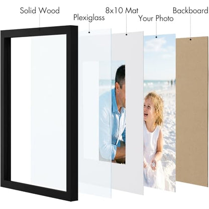 Vittanly Solid Wood 11x14 Picture Frames Set of 4, Black | 8x10 Picture Frame with Mat, Gallery Wall Frame Set, 11 x 14 Frame for Wall & Tabletop Display, Family, Pet, Christmas - color: Black, size: 11x14