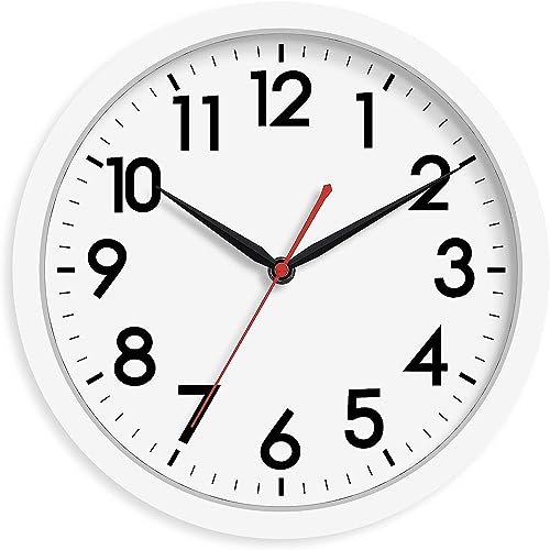 AKCISOT 12 Inch Wall Clock, Silent Battery Operated Analog Clock, White | Office | Kitchen | Living Room | Classroom | Easy-to-read Numbers - color: C_white, size: 12 Inch
